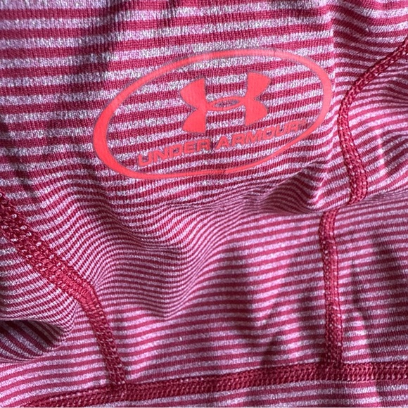 Under Armour Men’s L/S Coldgear Red Shirt Hairline Striped Fitted Stretch Tee L - Picture 14 of 15